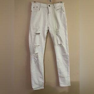 Women’s White Ripped Skinny Jeans